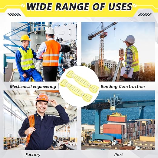 Fabbay 4 Pcs 4 Feet Heavy Duty Polyester Endless Loop Round Lift Slings Lifting Straps for Hoist Towing Moving Furniture Rigging Equipment, 8400 LB Vertical 6700 LB Choker 16800 LBs Basket(Yellow)