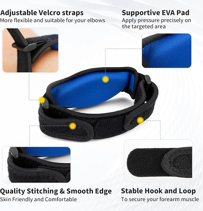 CAMBIVO 2 Pack Tennis Elbow Brace Strap for Tendonitis, Black | EVA Compression Pad, Adjustable Strap with Premium Velcro, for Men and Women, Golfer's Elbow, Counterforce Brace, Breathable