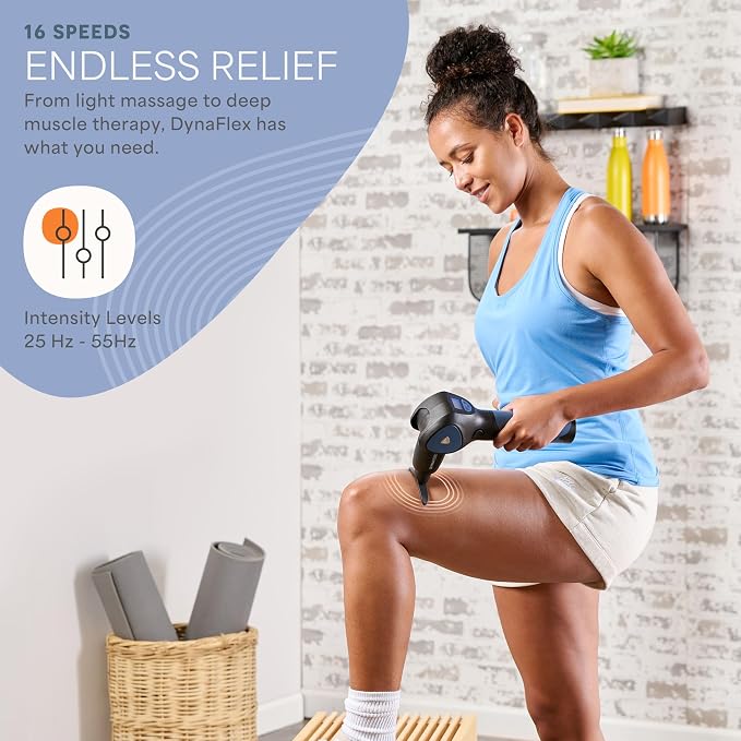 LifePro DynaFlex Percussion Massage Gun, Rotating Arm, 10 Heads, 16 Speeds | Self-Reach Upper Back & Shoulders, No Partner Needed Rotating Arm Locks 0°, 30°, 60° & 90°, 1,500–3,300 RPM, Deep Tissue Gun
