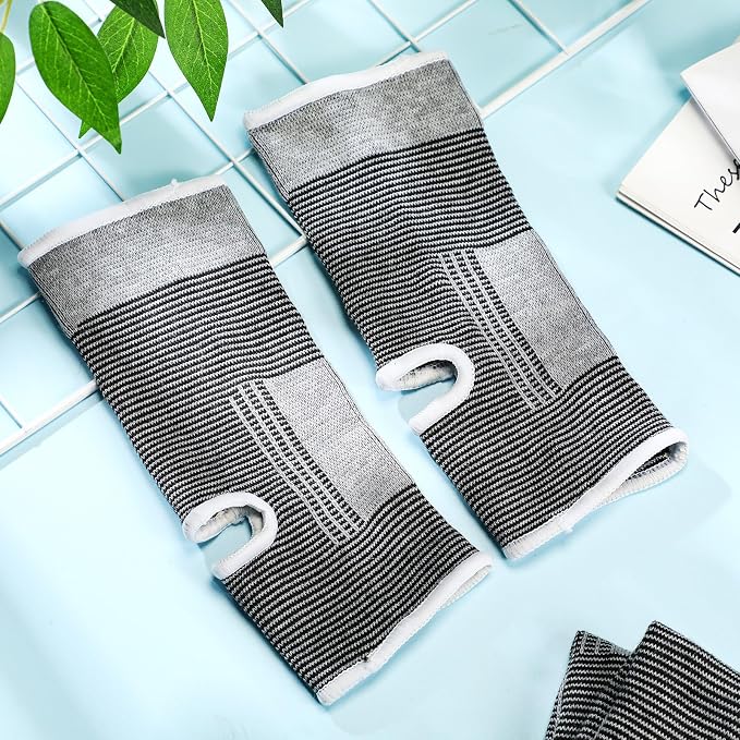 Haysandy 4 Pieces/ 2 Pair Kids Ankle Support Brace Elastic Kids Compression Socks Knitted Ankle Sleeve for Jogging Running Fitness(Gray,5-10 Years)