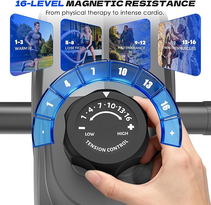 Recumbent Exercise Bike, Stationary Bike for Home with Arm Exercise | Recumbent Bike with 400LB Whisper-Quiet 16 Levels Magnetic Resistance Heart Rate and Multi-Function LCD Comfortable Seat