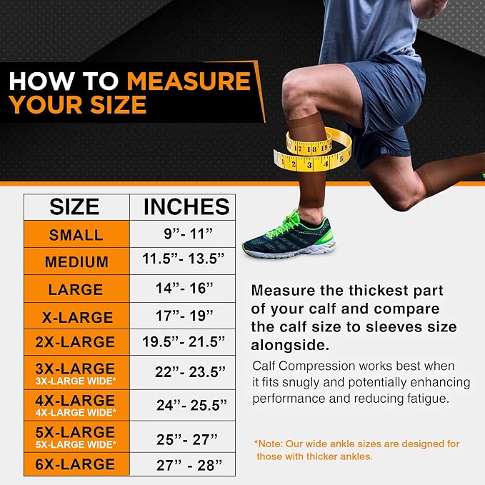 Doc Miller Compression Calf Sleeve for Men & Women, 20-30mmHg | Graduated Support for Running, Shin Splints, Calf Strain, Knee High, Small to 6XL Plus Size