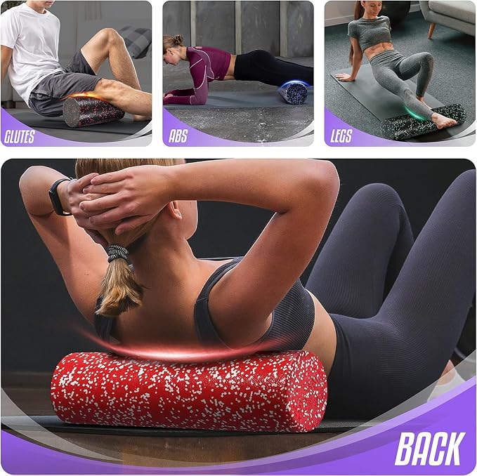 Yes4All High-Density EPP Round Back Roller Foam, Exercise Foam Roller for Yoga, & Pilates, Multiple Sizes and Colours, Purple Speckled - 18 inches