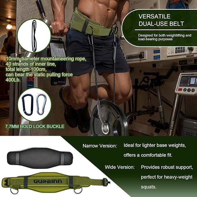 Weight Lifting Belt Gym Fitness with Quick Locking, Dip Belt with rope, Weighted Pull Up Belt for Gym Fitness Powerlifting Squat