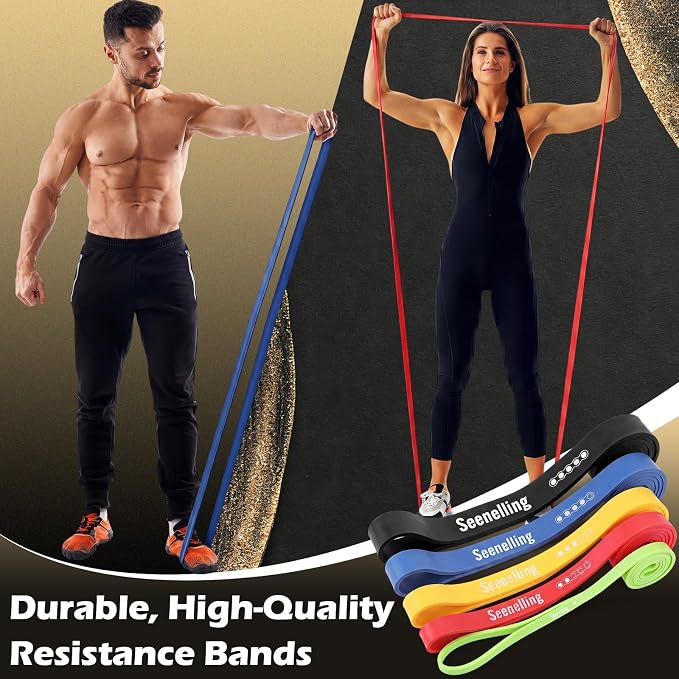 Seenelling Resistance Bands for Exercise Working Out, Pull-Up Assistance Full-Body Training Bands for Women Men Home Workouts, Physical Strength Training
