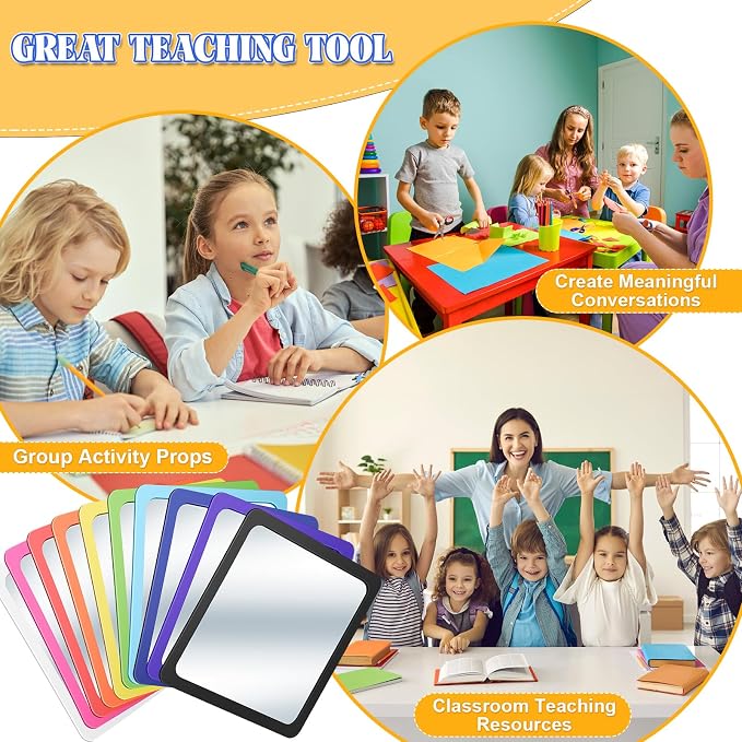 10 Pcs Small Mirrors for Craft 6 x 6 Mirror for Kid,Rainbow Colors | Shatterproof Mirrors in Bulk for Kids for Baby School Classroom Craft Chick Bird Brooders Grow out Pens