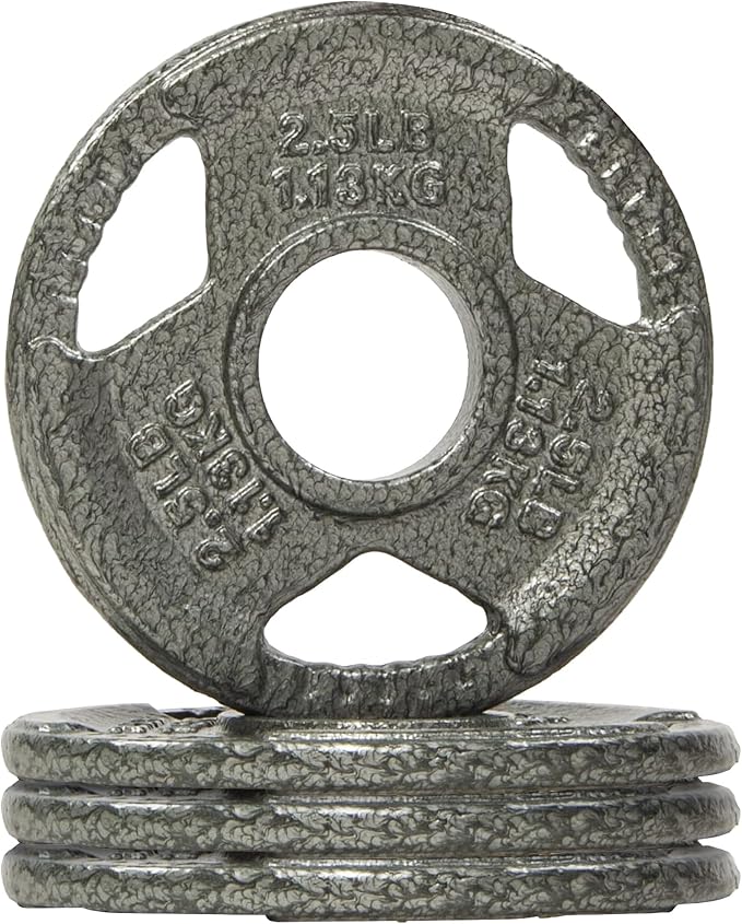 Fitvids 2 Inch Olympic Barbell Weight Plates, 2.5 LB to 45 LB Plates for Home Gym Strength Training, Triple-handle Design