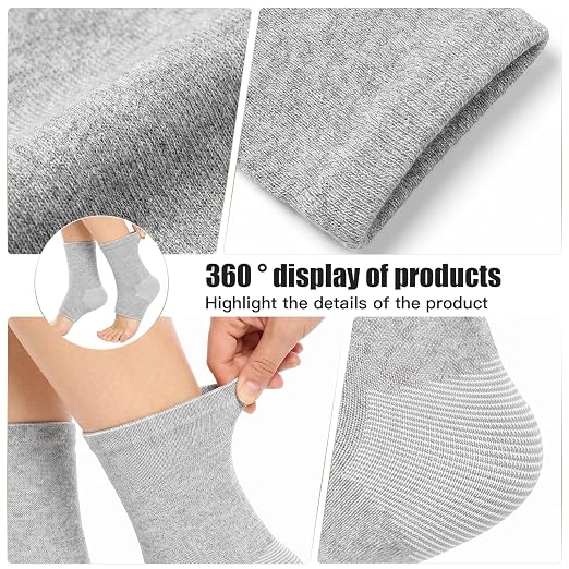 Bamboo Foot Sleeves for Women & Men 2-Pack Original - Premium Anti-Fatigue Footsleeves (Gray, L(ShoeSize41-44))
