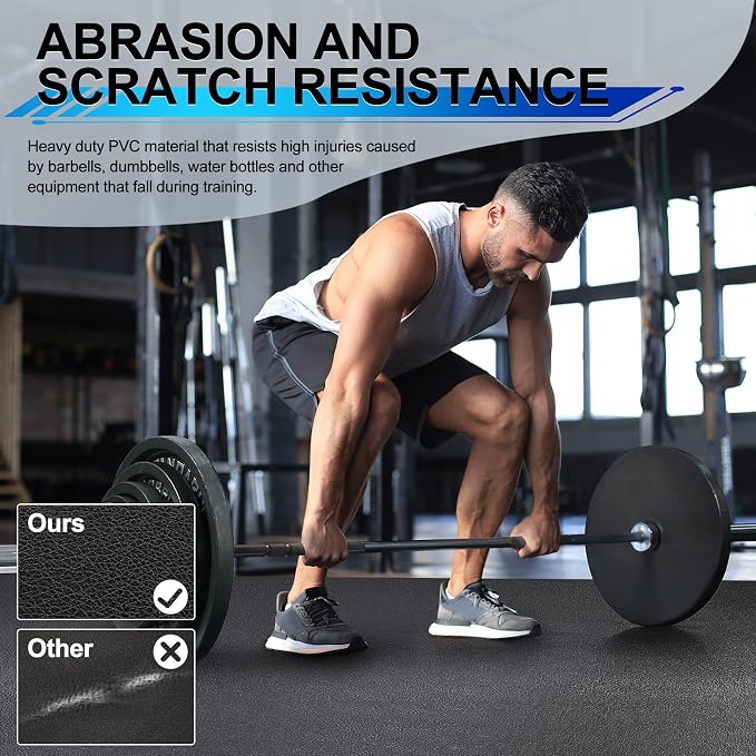 BesWin Large Exercise Mat 8' x 4'(6mm), Extra Thick Workout Mats for Home Gym Flooring, High Density Non-Slip Gym Mats Fitness Mat for Cardio, Weights, Jump Rope, Fitness - Use With or Without Shoes