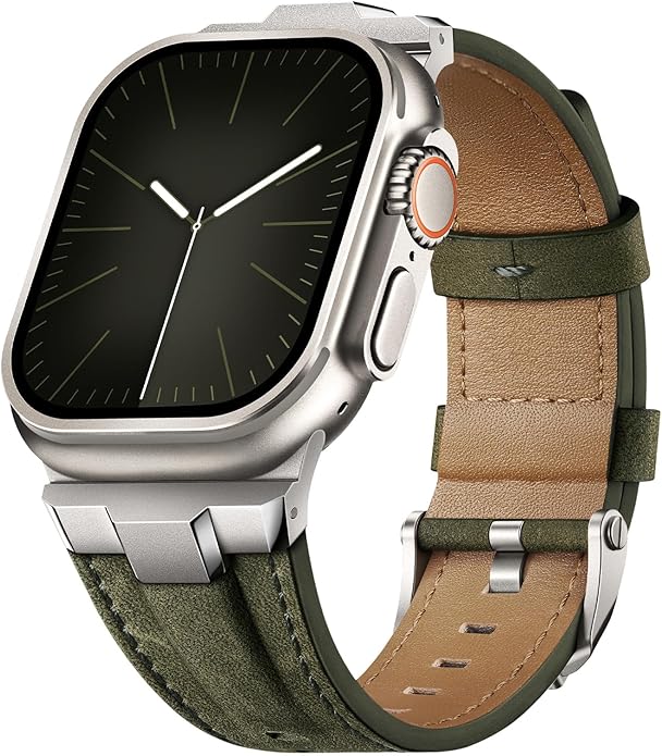 Suitisbest Leather Band Compatible for Apple Watch Ultra Band 49mm 46mm 45mm 44mm 42mm 41mm 40mm, Genuine Leather Replacement Strap for iWatch series 11 10 9 8 7 6 5 4 3 2 1, SE 3 2 1, Ultra 3 2 1