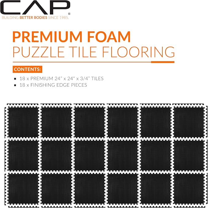 CAP Puzzle Exercise Mats | 3/4” Thick EVA Interlocking Foam Tiles for Home Gym Flooring | Multiple Options