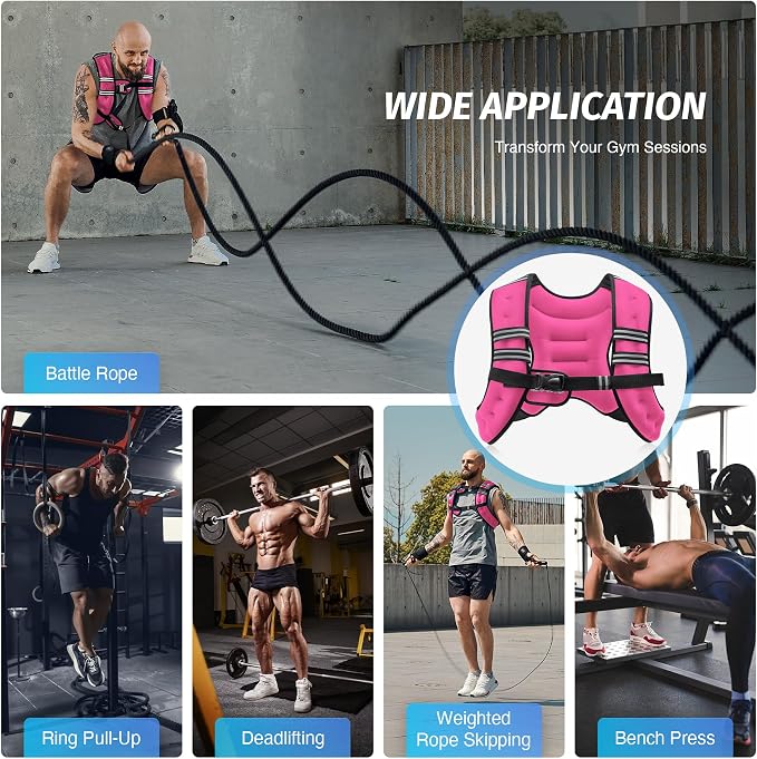 ZELUS Weighted Vest, 6lb/8lb/12lb/16lb/20lb/25lb/30lb Weight Vest with Reflective Stripe for Workout, Strength Training, Running, Fitness, Muscle Building, Weight Loss, Weightlifting