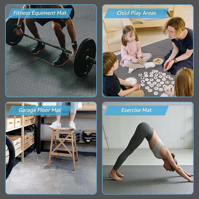 Art3d 48 Sq.Ft Eva Puzzle Exercise Mats, 1/2" Thick Foam Interlocking Tiles for Flooring, Workout, Gym Equipments, Pack of 12
