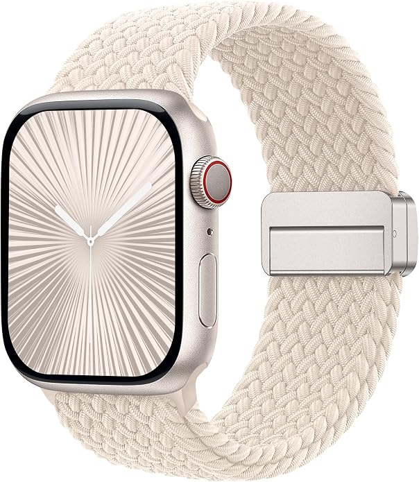 Laffav Braided Stretchy Band Compatible with Apple Watch Bands 42mm 40mm 41mm 38mm 44mm 45mm 46mm 49mm for Women Men, Magnetic Nylon Solo Loop Sport Strap for iWatch Series 11 10 9 8 7 6 5 4 SE Ultra