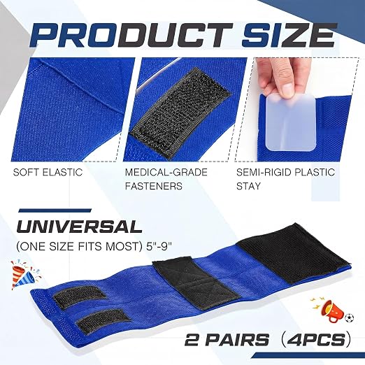 4 Pack Wrist Brace Adjustable Wrist Support Sport Straps for Tendonitis Carpal Tunnel Arthritis Gymnastics Wraps Pain Relief for Football Cheerleaders Fitness Weightlifting(Blue)