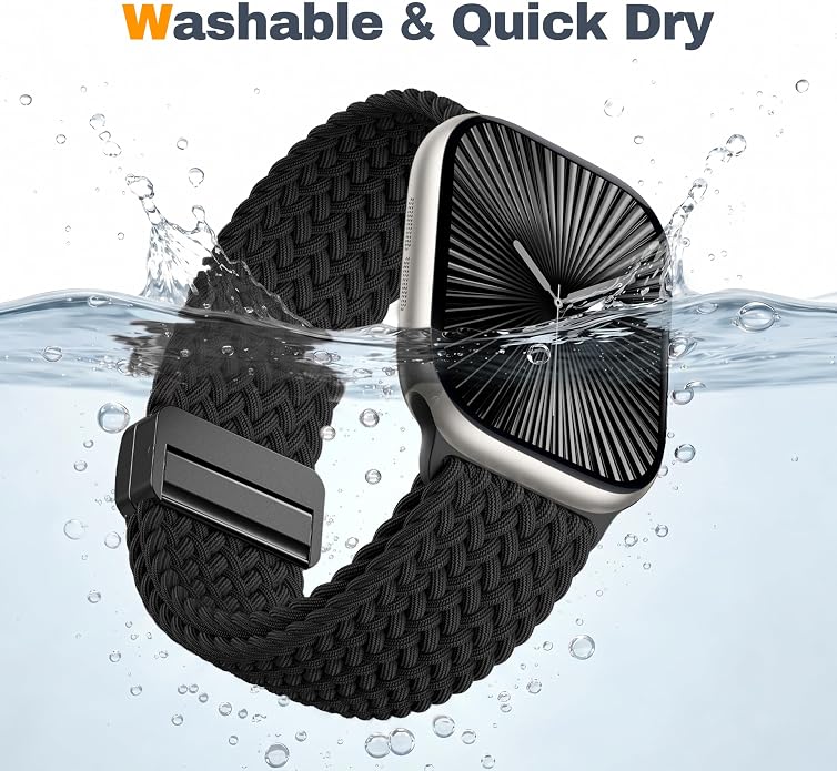 Laffav Braided Stretchy Band Compatible with Apple Watch Bands 42mm 40mm 41mm 38mm 44mm 45mm 46mm 49mm for Women Men, Magnetic Nylon Solo Loop Sport Strap for iWatch Series 11 10 9 8 7 6 5 4 SE Ultra