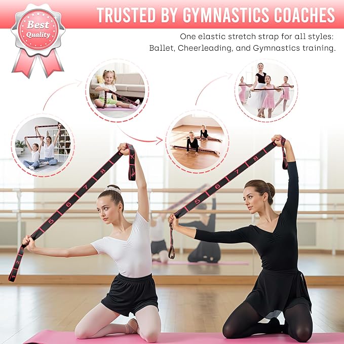 Resistance Bands, Stretch Band for Exercise, Physical Therapy, Rehab & Flexibility, Home Gym Equipment for Yoga, Pilates, Dance, Gymnastics, Number Loop Elastic Strap for Leg and Hip Stretches