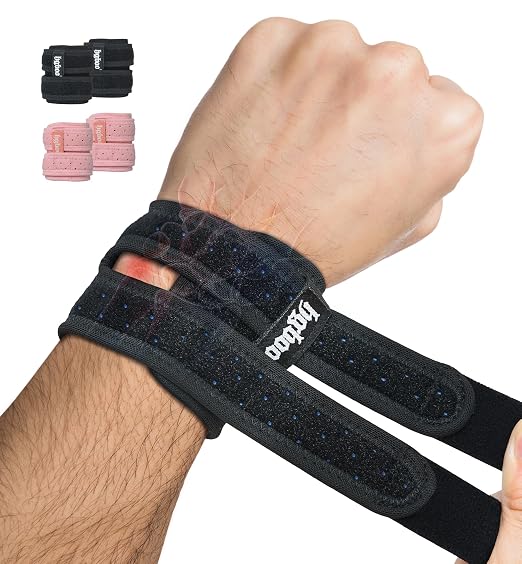 2-Pack TFCC Wrist Brace Support for Ulnar Pain, Carpal Tunnel & Tendinitis Relief, Dual Adjustable Straps Wrist Wrap, Breathable Comfortable Wrist Brace for Sports, Work & Daily Use (Black)