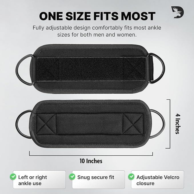 DMoose Ankle Strap for Cable Machine - One Size Fit with Premium Padding, Workout Kickback Ankle Cuffs, Ankle Bands for Working Out, Booty Workouts, Leg Extension, Hip Abductors & Lower Body Exercises