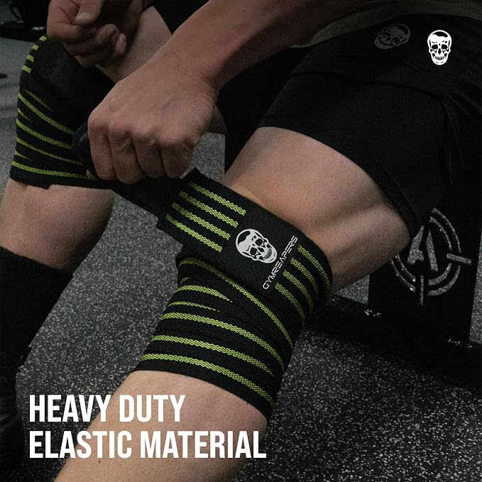 Gymreapers Knee Wraps for Squats and Powerlifting 72 Inch Compression Wraps with Strap for Men & Women Weightlifting Support
