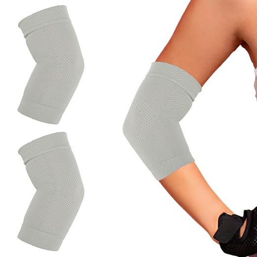 Sibba Elbow Compression Sleeve, 2 Pairs Arm Support Elbow Sleeves, Tennis Elbow Compression Support Sleeve, Elbow sleeve for weightlifting, Elbow Pads for Sports Protection And Pain Relief (Gray, 1 Pair)