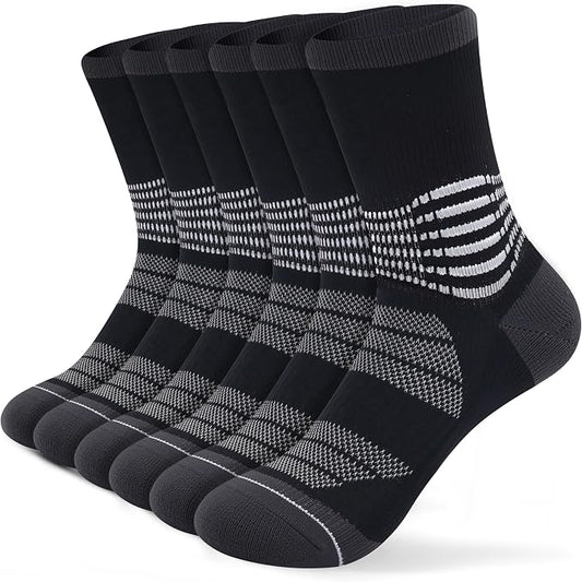 IRAMY Crew Compression Socks for Women Men with Ankle Arch Support Plantar Fasciitis Relief 3/6 Pairs