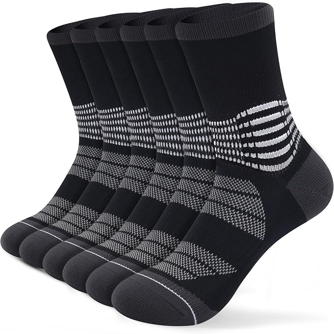 IRAMY Crew Compression Socks for Women Men with Ankle Arch Support Plantar Fasciitis Relief 3/6 Pairs