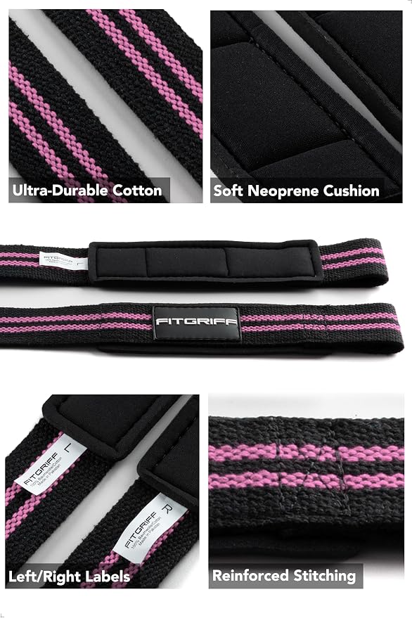 Fitgriff® Lifting Wrist Straps for Weightlifting, Gym, Deadlift, Workout (Made of Premium Cotton & Padded) - Men & Women