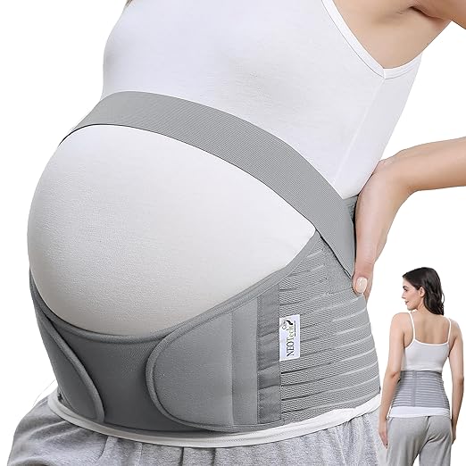 NeoTech Care Pregnancy Belly Band, Maternity Belt, for Pregnancy Belly Support, Back/Pelvic Support (Size L, Grey Color)