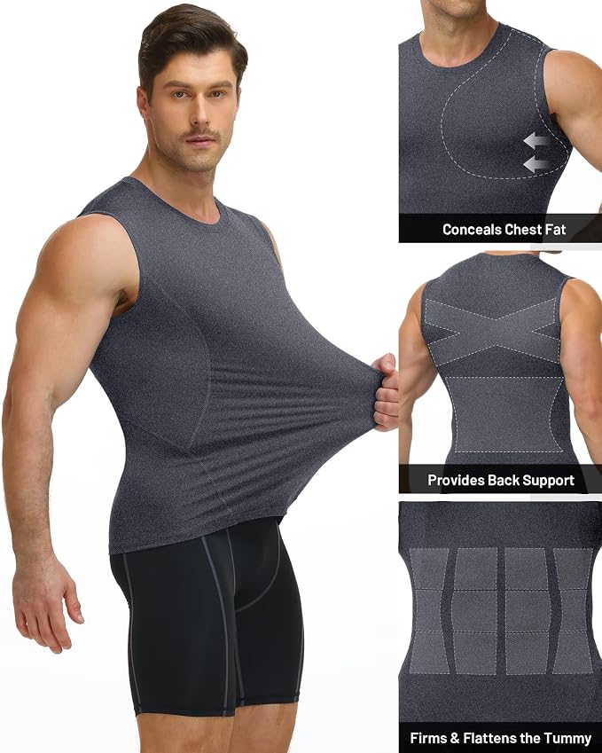 Mens Sleeveless Compression Shirt Athletic Workout Tank Top Quick Dry Muscle Base Layer Undershirt Gym Running