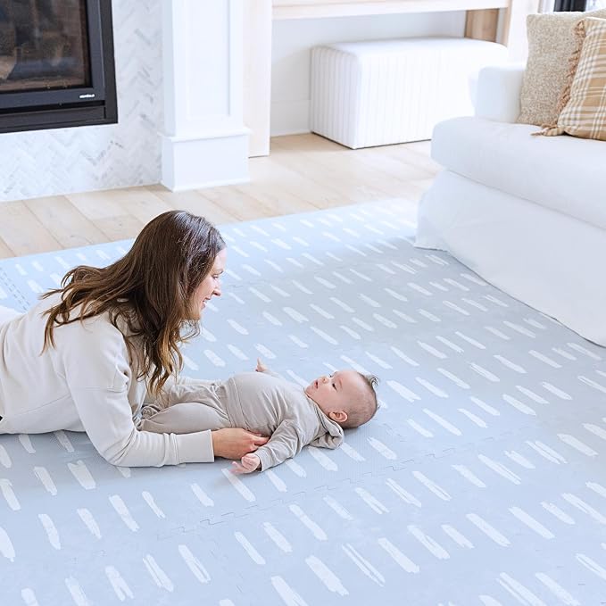 Little Landings Baby Play Mat for Floor - Shoreline (6x6ft) - Premium EVA Foam Play Mat for Babies & Toddlers (Ages 0-5+) Non-Toxic Playmat for Tummy Time, Crawling & Playroom - Stylish & Comfortable