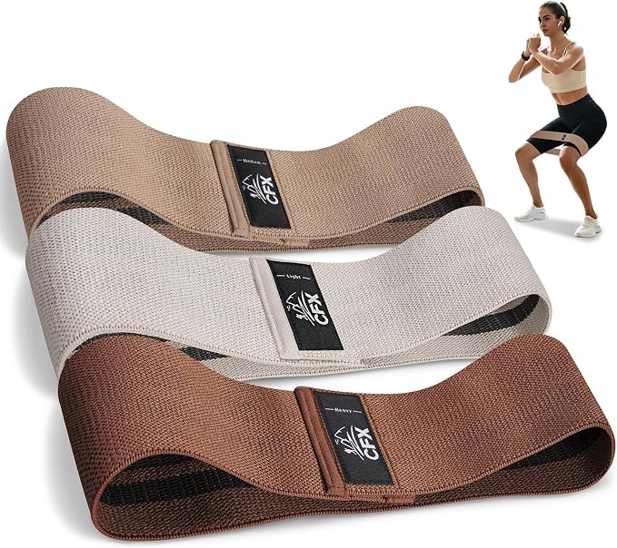 CFX Resistance Bands Set, Exercise Bands with Non-Slip Design for Hips & Glutes, 3 Levels Workout Bands for Women and Men, Booty Bands for Home Fitness, Yoga, Pilates
