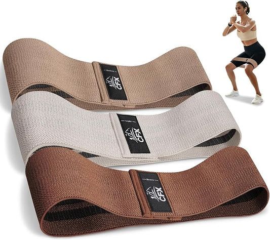 CFX Resistance Bands Set, Exercise Bands with Non-Slip Design for Hips & Glutes, 3 Levels Workout Bands for Women and Men, Booty Bands for Home Fitness, Yoga, Pilates