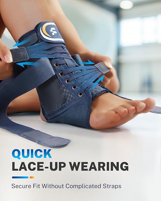 Ankle Brace for Men Women with Removable Side Splints Figure 8 Strap | Quick Lace Up Design , Sprain & Swelling Recovery Support , Achilles Tendon Relief , Basketball Volleyball Running Stability
