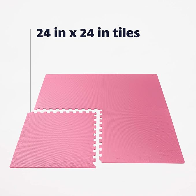 We Sell Mats 1/2 Inch Thickness Multipurpose EVA Foam Floor Tiles, Interlocking Floor Mat for Indoor Gym and Home Use, 24 in x 24 in, Pink, 24 Square Feet (6 Tiles)