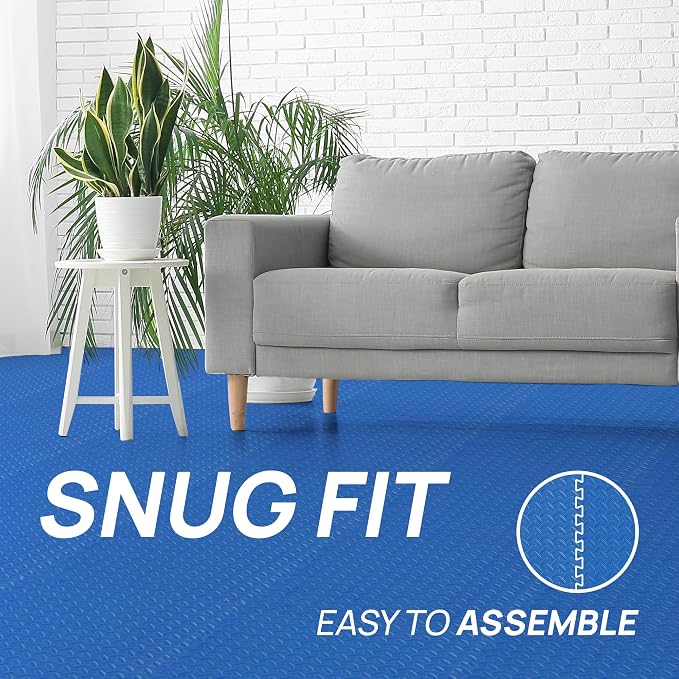 Yes4All EVA Interlocking Mats, Puzzle Floor Tiles, Foam Floor Padding with Border for Furniture, Home Space, Living Room, Garage 11,15,32,99 SQFT