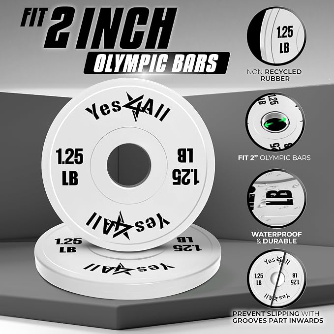 Yes4All Fractional Weight Plates Set, Available In Steel And Rubber, Set of 2/4/6 Plates in 1.25LB, 2.5LB, or 5LB Sizes, Micro Change Plates for Dumbbell and Olympic Barbell Weightlifting