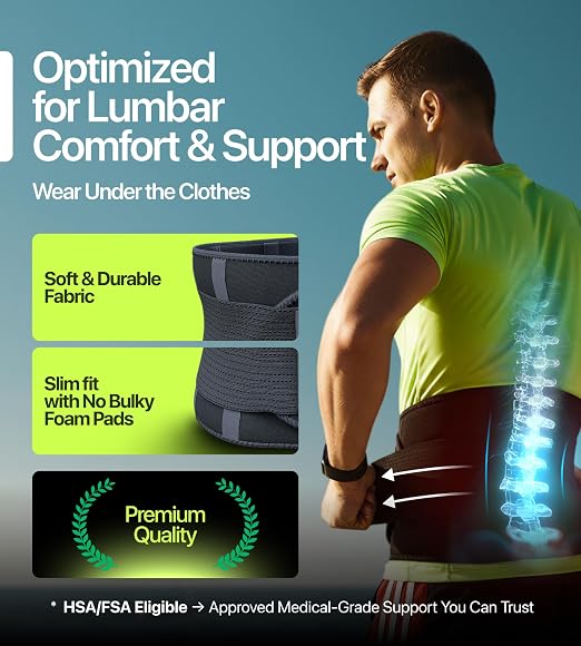 Plus Size Back Brace for Lower Back Pain Relief – Adjustable Lumbar Support Belt for Women & Men, Lower Back Support for Herniated Disc, Sciatica & Heavy Lifting, Workout Back Support Brace, Size 4XL