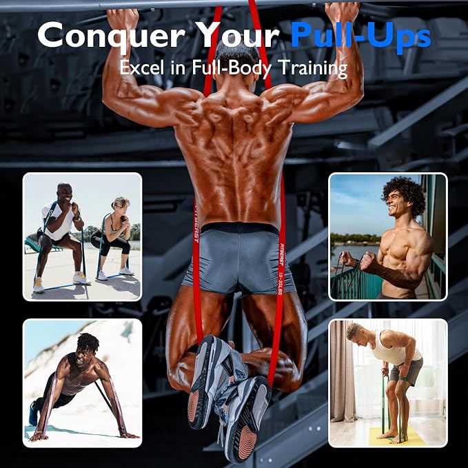 FitBeast Resistance Bands Set, Pull Up Assist Bands for Strength Training, Pilates, Yoga, Powerlifting, Stretching, Mobility Exercises, Muscle Toning, Full Body Workout