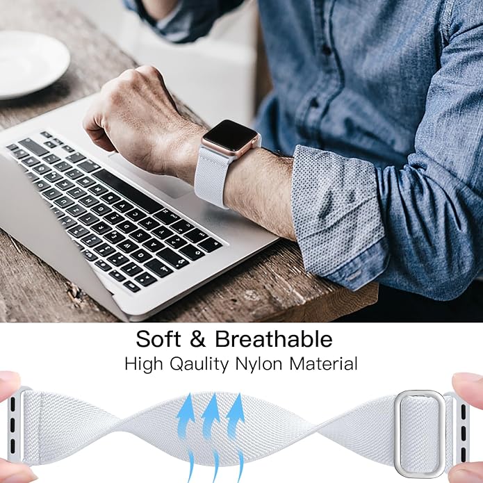 Lerobo Braided Band Compatible with Apple Watch Series 11 10 9 8 7 46mm 45mm 41mm Ultra SE 3 2 1 49mm Series 6 5 4 3 44mm 40mm 38mm 42mm Men iWatch Bands Women Stretchy Nylon Solo Loop Sport Strap