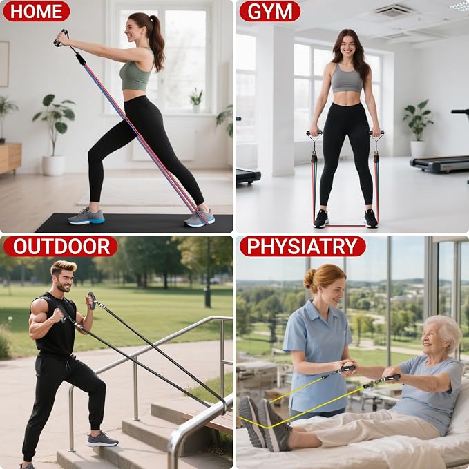 Readaeer Resistance Bands, Exercise Bands for Working Out with Handles | Resistance Bands with Handles, Door Anchor for Home Gym Full Body Strength Training, Muscle Tone, Yoga