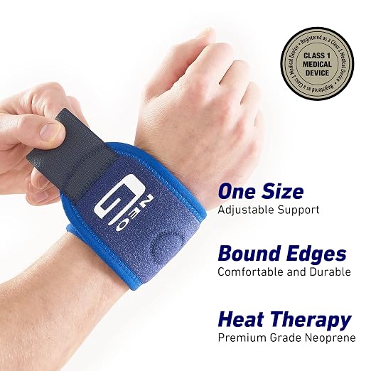 Neo-G Wrist Band - Support For Joint Pain, Arthritis, Sprains, Strains, Instability, Sports, Golf, Tennis, Basketball - Adjustable Compression - Class 1 Medical Device - One Size - Blue