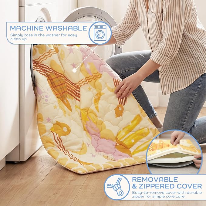1.6" Thick Baby Play Mat, 71x59 Removable & Machine Washable Cover | Padded Memory Foam, Non-Slip Backing, 100% Baby-Safe Materials, Tummy Time Crawling, Outdoor, Bedroom, Living Room, Nursery