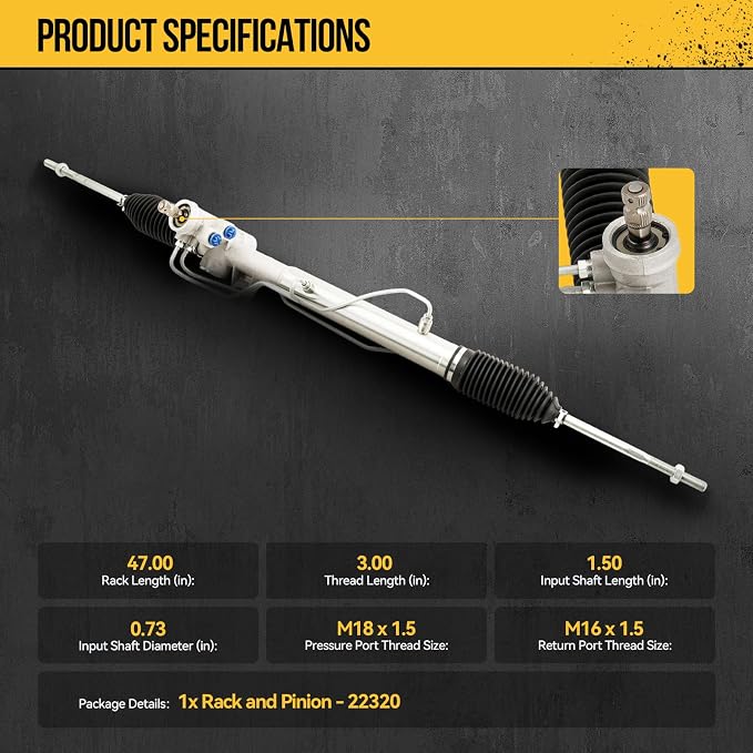 KAC Hydraulic power Steering Rack and Pinion for LeBaron 94 3.0L/90 94 2.5L/89-90 2.2T, TC Maserati 89-91, Daytona 89-90, Spirit 89-90, Acclaim 89-90 2.5L/89-90 2.5T 3.0L, Lancer 1989# 22320