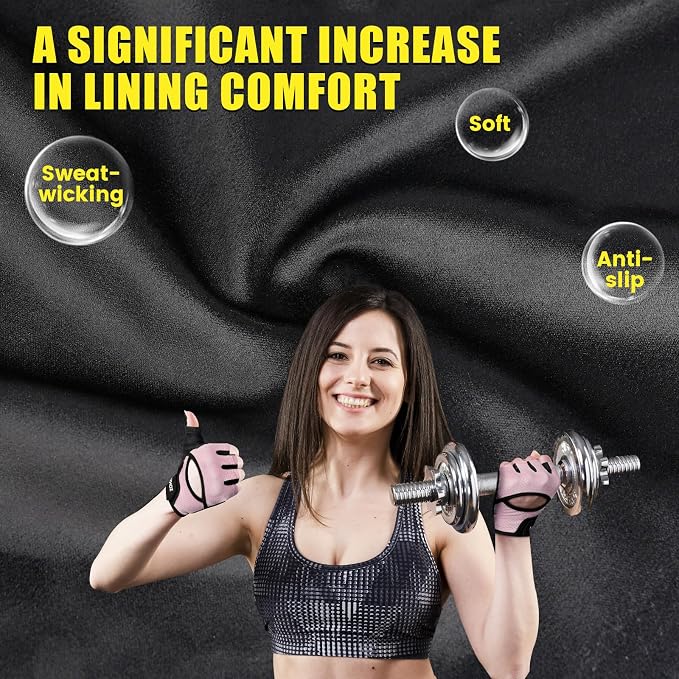 HOZMOZ Ventilated Weight Lifting Gloves, Thick Padded Workout Gym Gloves with Full Palm Protection & Grip & Shock Absorption for Women & Men's Fitness Exercise Training