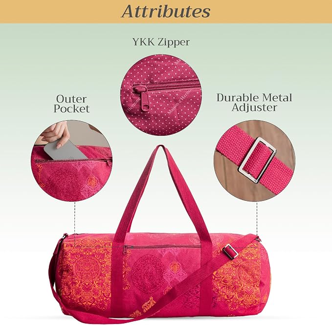 Maison d' Hermine Yoga Mat Duffle Bag Gym Tote Yoga Mat Carry Bag | Cylindrical bag for Woman Men Gifts Adjustable shoulder straps with Drawstring Water Bottle Pocket and zipper pocket