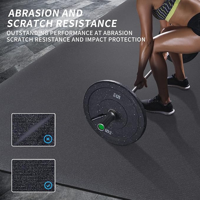 MRO Extra Large Exercise Mat 12'x7'/9'x7'/7'x7'/7'x5'(7mm), High-Density Workout Mats for Home Gym Flooring, Non-Slip, Extra Thick Durable Cardio Mat, Ideal for Plyo, MMA, Jump Rope - Shoe Friendly