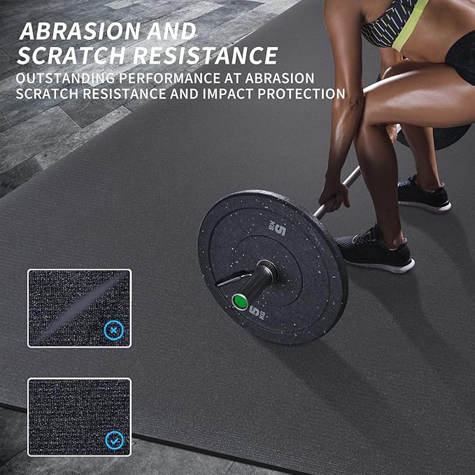 MRO Extra Large Exercise Mat 12'x7'/9'x7'/7'x7'/7'x5'(7mm), High-Density Workout Mats for Home Gym Flooring, Non-Slip, Extra Thick Durable Cardio Mat, Ideal for Plyo, MMA, Jump Rope - Shoe Friendly