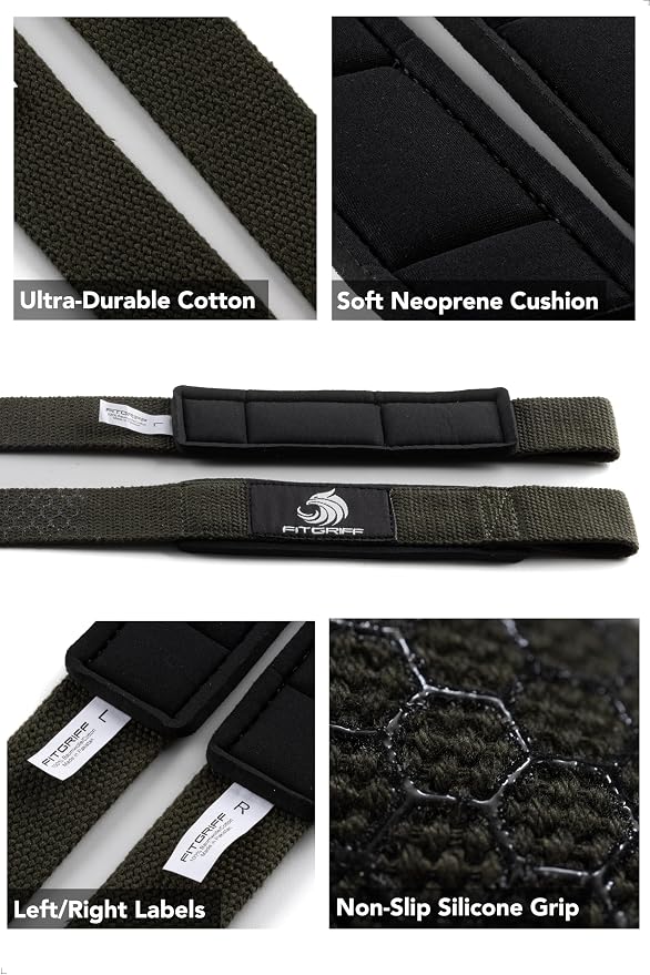 Fitgriff® Lifting Wrist Straps for Weightlifting, Gym, Deadlift, Workout (Made of Premium Cotton & Padded) - Men & Women