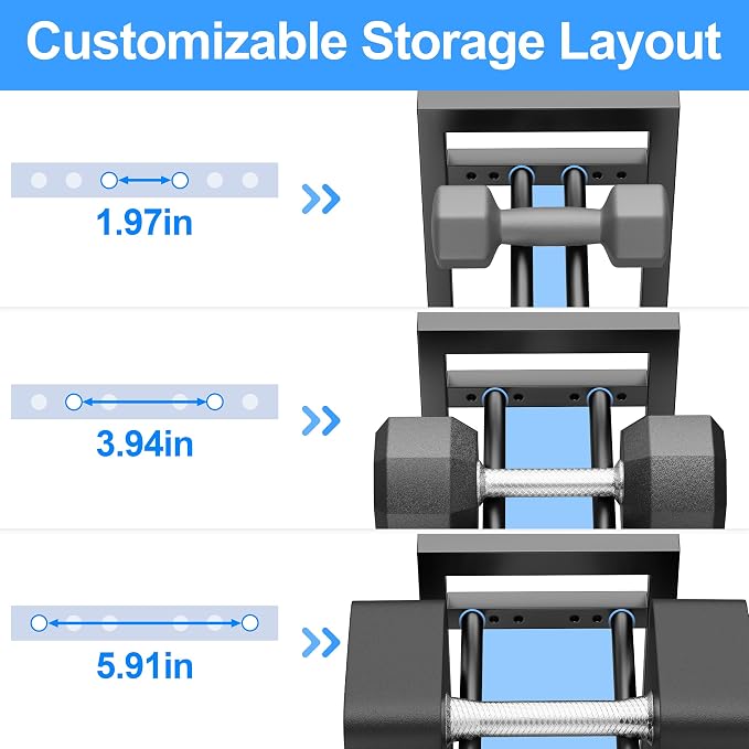 3 Tier Adjustable Dumbbell Rack - Heavy-Duty 450LB Capacity Weight Storage Stand for Dumbbells, Space-Saving Weight Rack Home Gym Organizer (Rack Only)